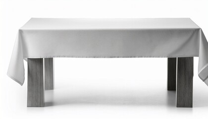 white tablecloth draped over a dining table isolated on white background