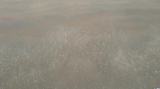 Top Down view of Sea waves on Baga Beach, Goa India