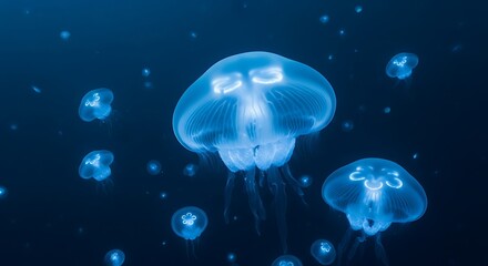 Fototapeta premium Exploring the Fantastic Frontiers of the Deep Bioluminescent Jellyfish