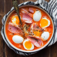Zesty Salmorejo Cordobs Crdoba a thick tomato and bread soup with ham and eggs loaded with lycopene and protein