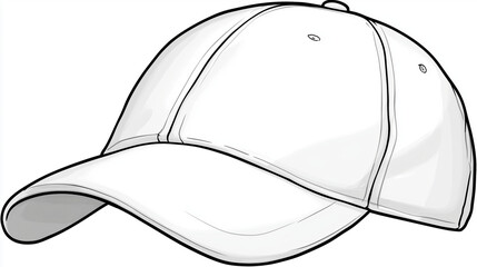 baseball cap, black and white coloring page for kids, coloring pages, white background