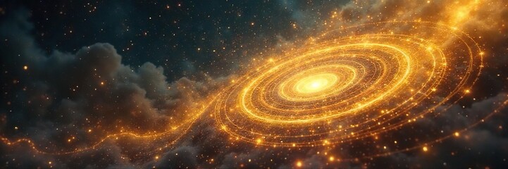 Celestial Swirls of Golden Light Ethereal Fantasy Art, Ancient Magic, Spiritual Energy
