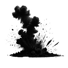 Dramatic black and white explosion with transparent background