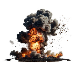 Massive explosion fireball smoke cloud transparent background