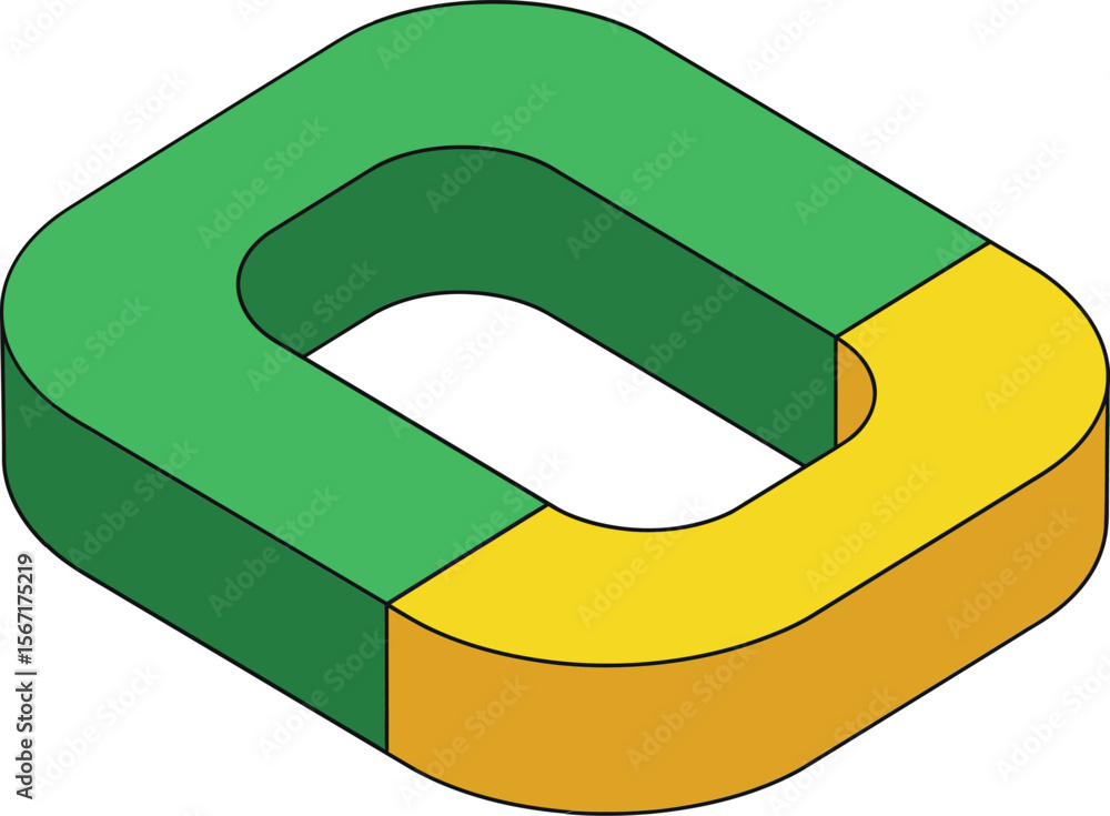 Aufkleber isometric green and yellow abstract chain link vector illustration in 3d style for modern design and