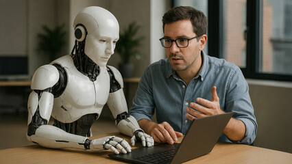 Collaborative Future: Man and AI Working Side by Side