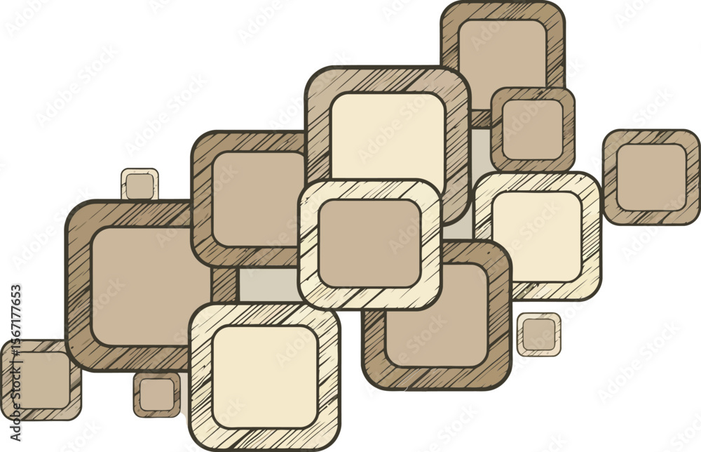 Poster abstract vintage style overlapping squares in beige and brown tones vector design for creative proje