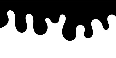 Black melting paint. Dripping splatter and dribble brush strokes with stain and leak, dirty fluid brush icons. Vector isolated. Different borders with flowing ink, sticky liquid design