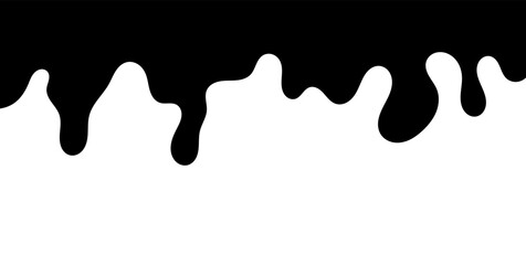 Black melting paint. Dripping splatter and dribble brush strokes with stain and leak, dirty fluid brush icons. Vector isolated. Different borders with flowing ink, sticky liquid design