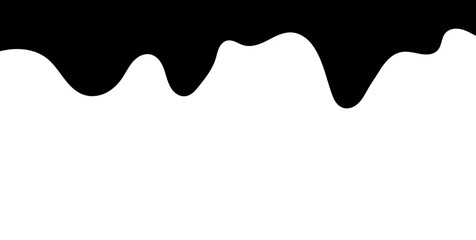 Black melting paint. Dripping splatter and dribble brush strokes with stain and leak, dirty fluid brush icons. Vector isolated. Different borders with flowing ink, sticky liquid design