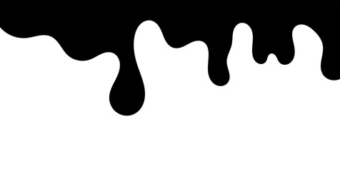 Black melting paint. Dripping splatter and dribble brush strokes with stain and leak, dirty fluid brush icons. Vector isolated. Different borders with flowing ink, sticky liquid design