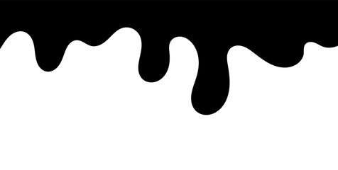 Black melting paint. Dripping splatter and dribble brush strokes with stain and leak, dirty fluid brush icons. Vector isolated. Different borders with flowing ink, sticky liquid design