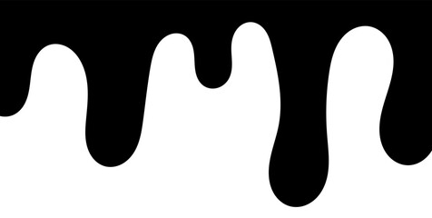 Black melting paint. Dripping splatter and dribble brush strokes with stain and leak, dirty fluid brush icons. Vector isolated. Different borders with flowing ink, sticky liquid design