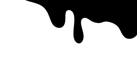 Black melting paint. Dripping splatter and dribble brush strokes with stain and leak, dirty fluid brush icons. Vector isolated. Different borders with flowing ink, sticky liquid design