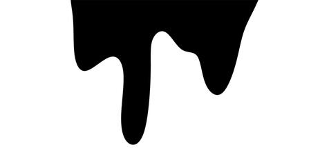 Black melting paint. Dripping splatter and dribble brush strokes with stain and leak, dirty fluid brush icons. Vector isolated. Different borders with flowing ink, sticky liquid design