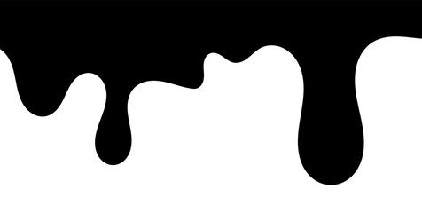 Black melting paint. Dripping splatter and dribble brush strokes with stain and leak, dirty fluid brush icons. Vector isolated. Different borders with flowing ink, sticky liquid design