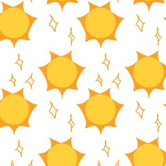 Bright Yellow Sun Seamless Pattern