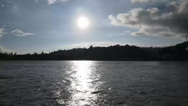 Beautiful sunset over the Ganga river, rishikesh India