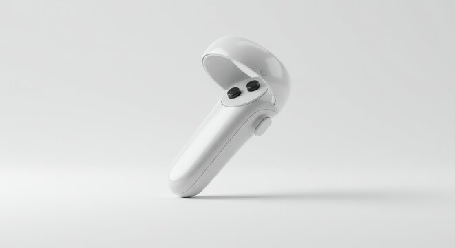 A white vr controller is isolated on white background