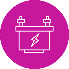 Battery Vector Line Pink Circle Icon Design