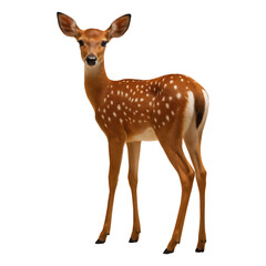 Spotted Fawn &ndash; Young Deer with White Dappled Coat on Transparent Background &ndash; High Quality Wildlife Stock Image