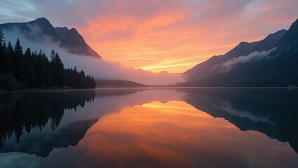 Fototapeta premium sunrise over the lake