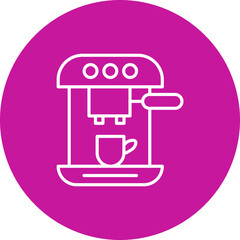 Coffee Maker Vector Line Pink Circle Icon Design