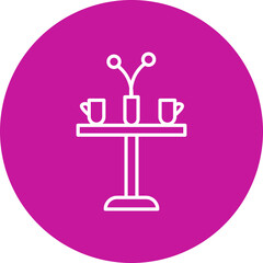 Coffee Table Vector Line Pink Circle Icon Design