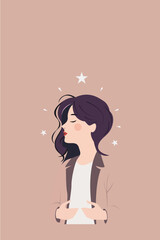 Girl, Woman, Puberty, Teenager, Childhood, Child, Inner Child, Starry Sky, Stars, Heaven, Hill, Road, Clouds, Earth, Fairy Tale, Cover, Story, Vector, Artwork