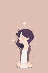 Girl, Woman, Puberty, Teenager, Childhood, Child, Inner Child, Starry Sky, Stars, Heaven, Hill, Road, Clouds, Earth, Fairy Tale, Cover, Story, Vector, Artwork