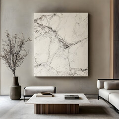 modern living room with marble in the wall