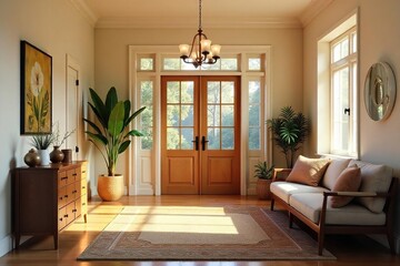 Bright, Airy Apartment Entryway Welcoming Home Interior with Natural Light