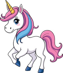 Obraz premium Cute cartoon a illustrator vector unicorn