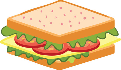 A colorful illustration of a delicious sandwich, ready to eat.
