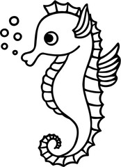 Fototapeta premium seahorse line art vector illustration, isolated on white