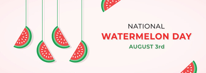 Vector Happy Watermelon Day Banner Design Celebration