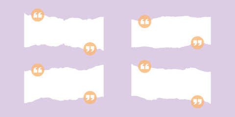 Vector Set of Quotation Empty Frame With Torn Paper Style Template Design