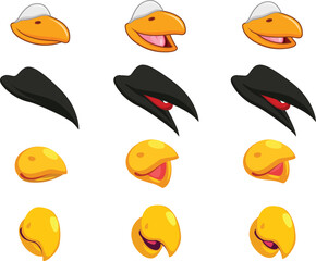 Cartoon Bird Beaks and Expressions Animation Frames