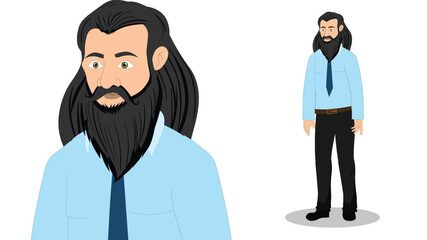 Cartoon Vector Man in Formal Attire – Standing Male Character Illustration