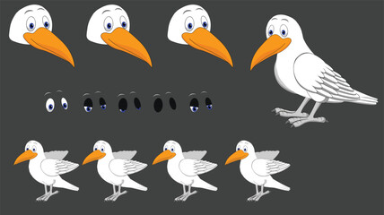 Cartoon Seagull Animation Frames