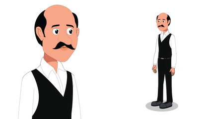 Cartoon Vector Man in Formal Attire – Standing Male Character Illustration