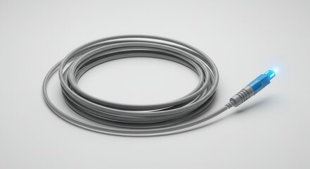 A fiber optic cable is isolated on white background