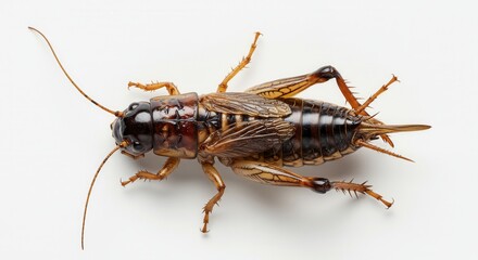 A cricket insect isolated on white background
