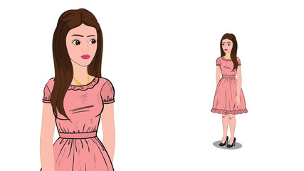 Beautiful woman in a pink frock