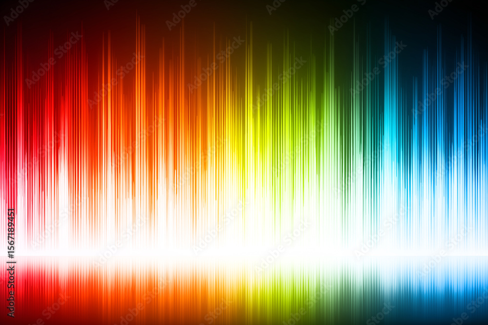 Poster vibrant rainbow striped background with colorful vertical lines and reflection effect