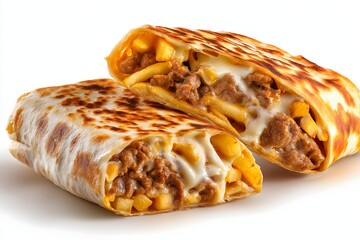 Two delicious French tacos on a white background