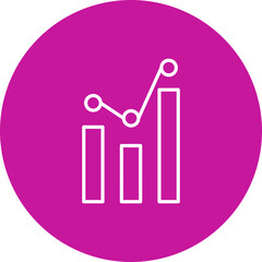 Bar Chart Vector Line Pink Circle Icon Design