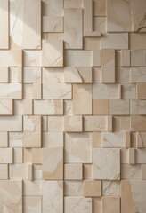 Beige Textured Stone Cubes in an Abstract Arrangement with Soft Lighting