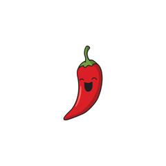 An icon of a cute cartoon red chili pepper with a happy smile, suggesting a spicy yet friendly character.