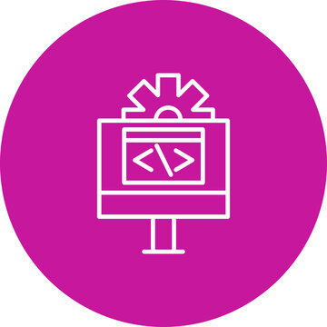 Programming Language Vector Line Pink Circle Icon Design
